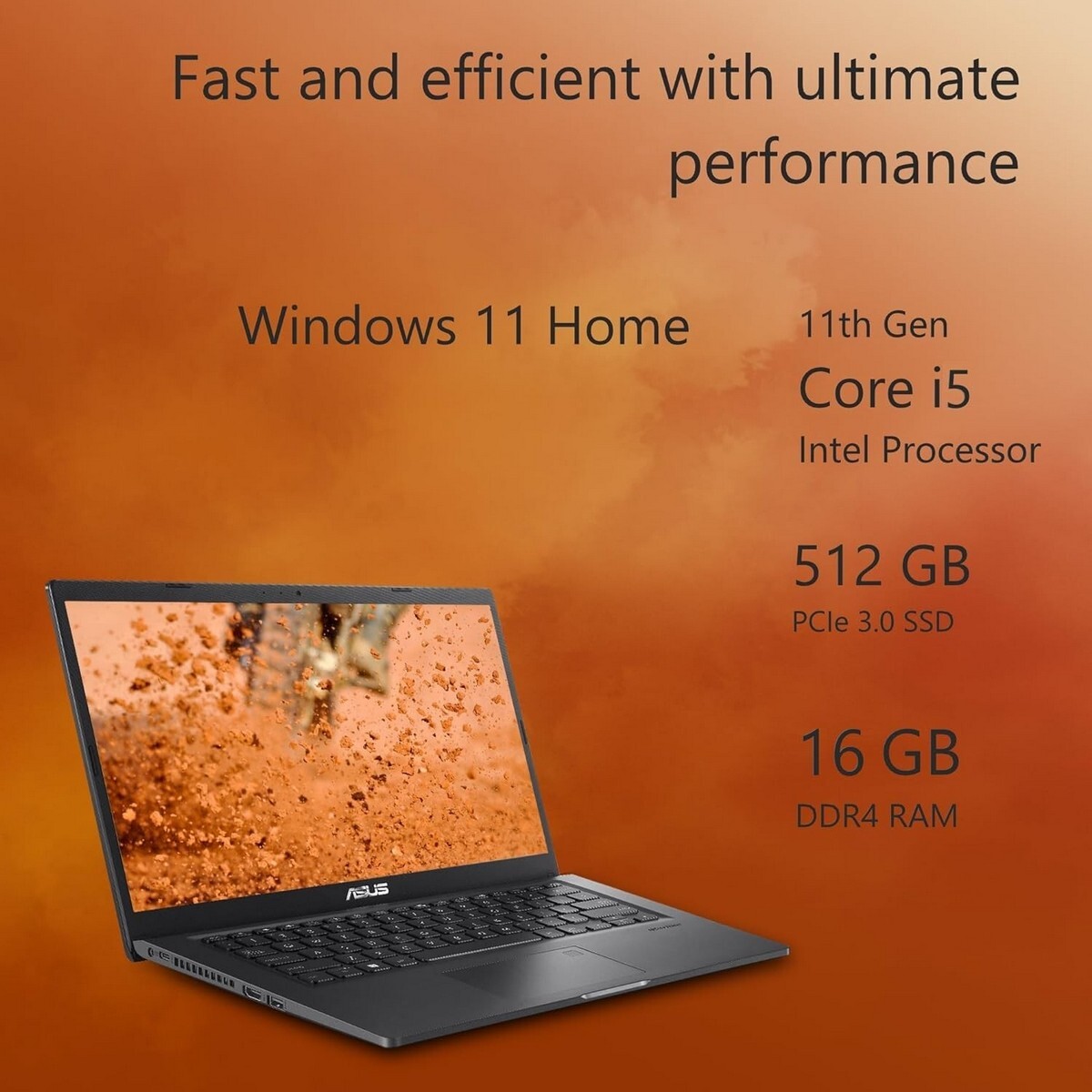 Asus Intel Core i5 11th Gen 1135G7 - (16 GB/512 GB SSD/Windows 11 Home) X1400EA-EK543WS Thin and Light Laptop  (14 inch, Indie Black, 1.60 Kg, With MS Office)