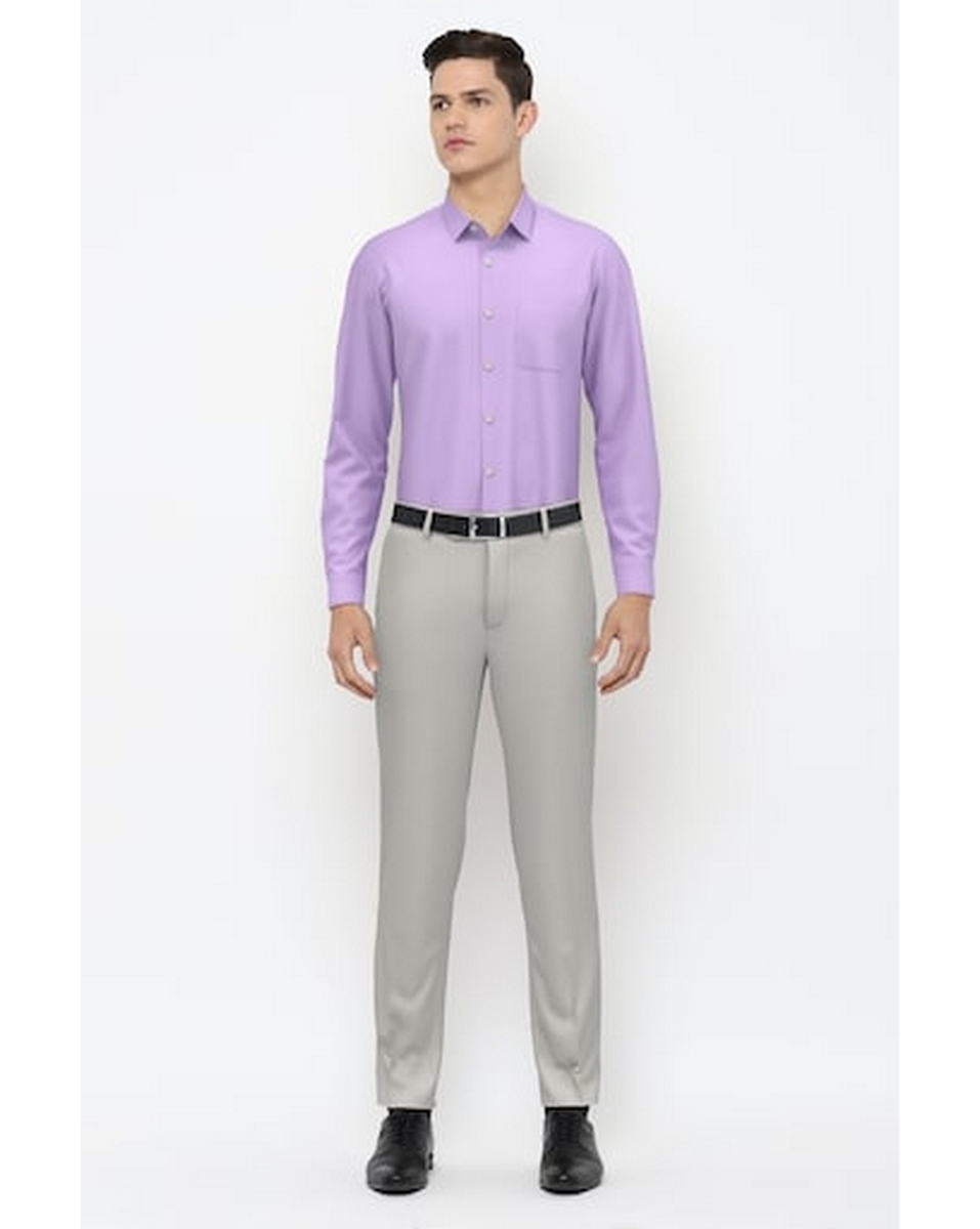 Peter England Mens Textured Purple Regular Fit Casual Shirt