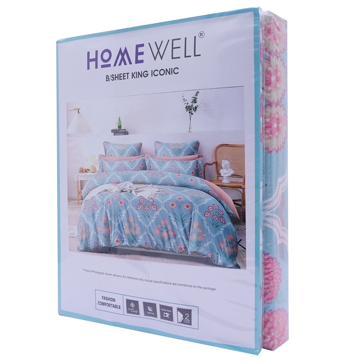 Home well Bed Sheet King size Iconic Bed Sheet Assorted Colour and Assorted Design | Set of 3