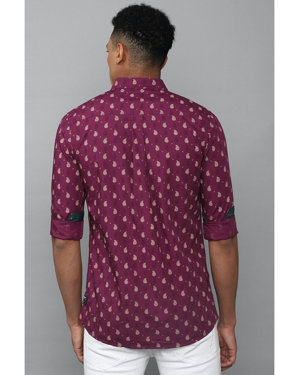Allen Solly Mens Custom Fit Purple Print Casual Shirt