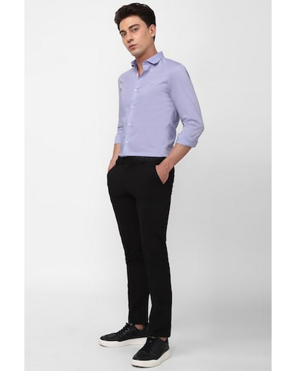 Peter England Mens Solid Purple Super Slim Fit Casual Shirt