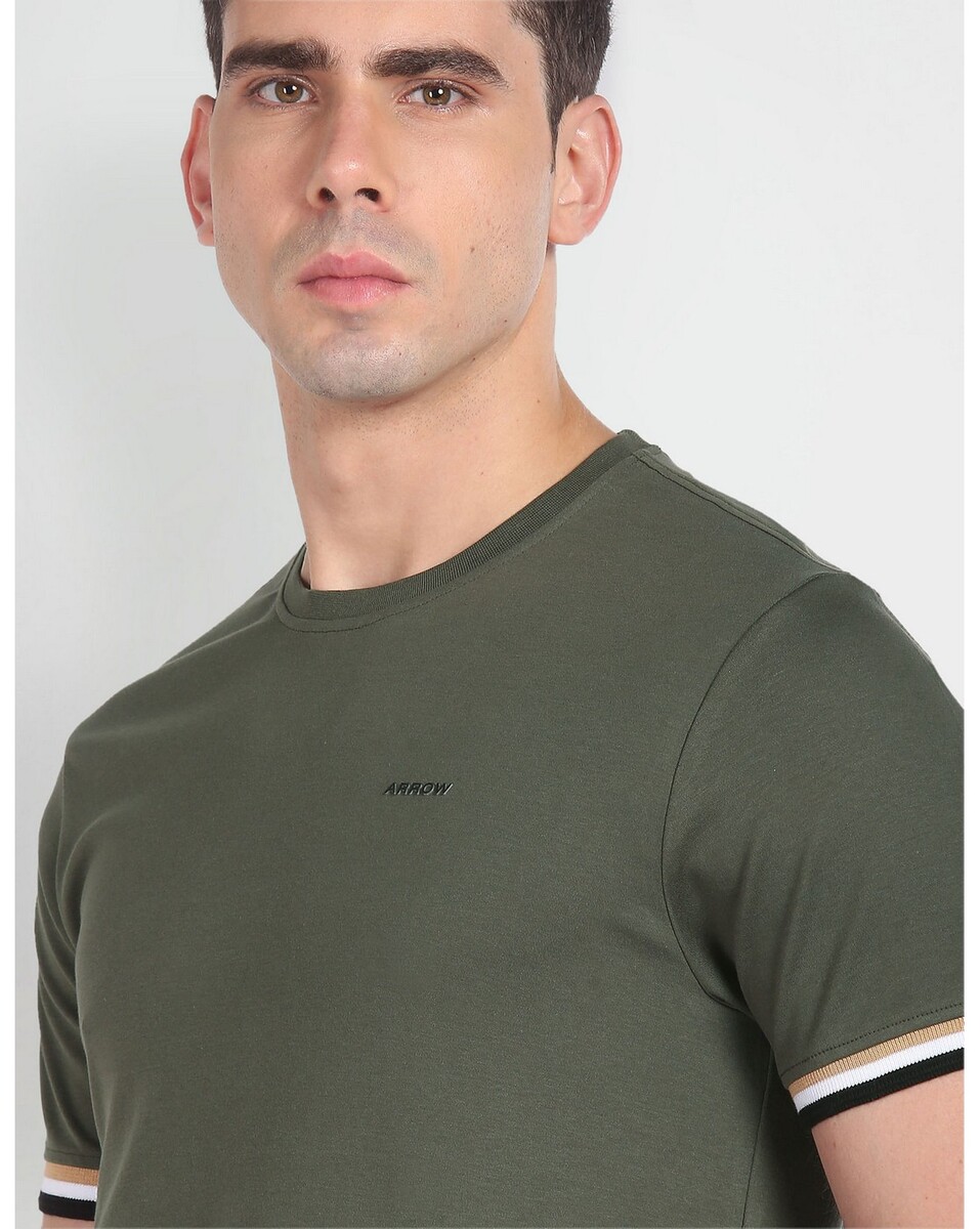 Arrow Sport Mens Regular Fit Short Sleeves Solid T Shirt