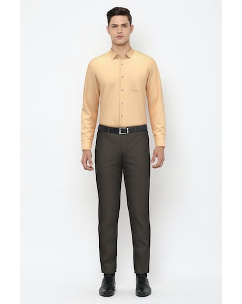 Peter England Mens Solid Orange Regular Fit Casual Shirt