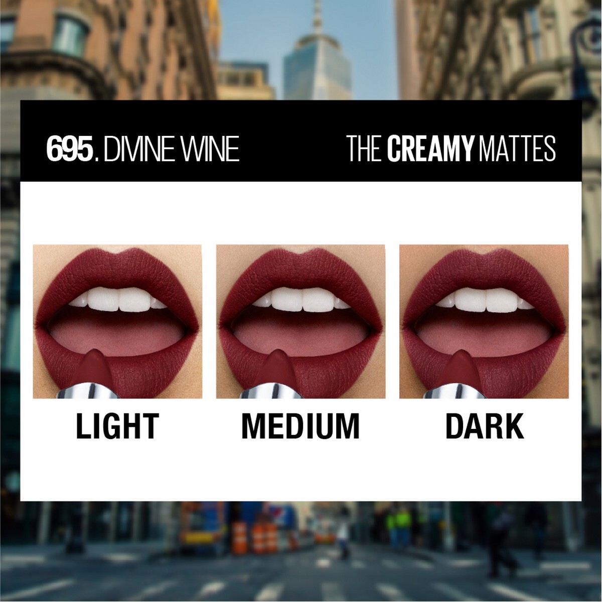 Maybelline New York Color Sensational Creamy Matte Lipstick, 695 Divine Wine, 3.9g