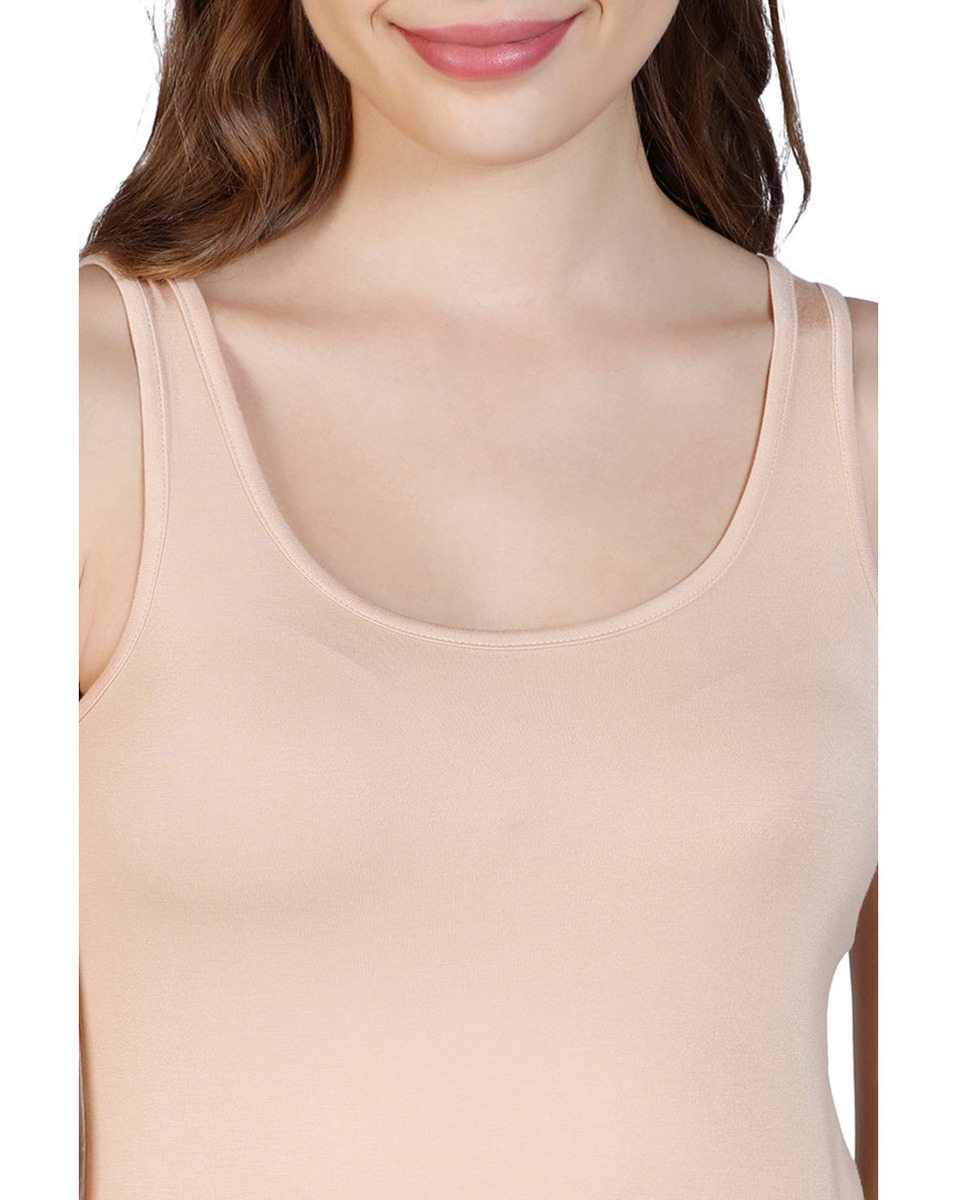 Amante Ladies Solid Nude Vest Extra Large