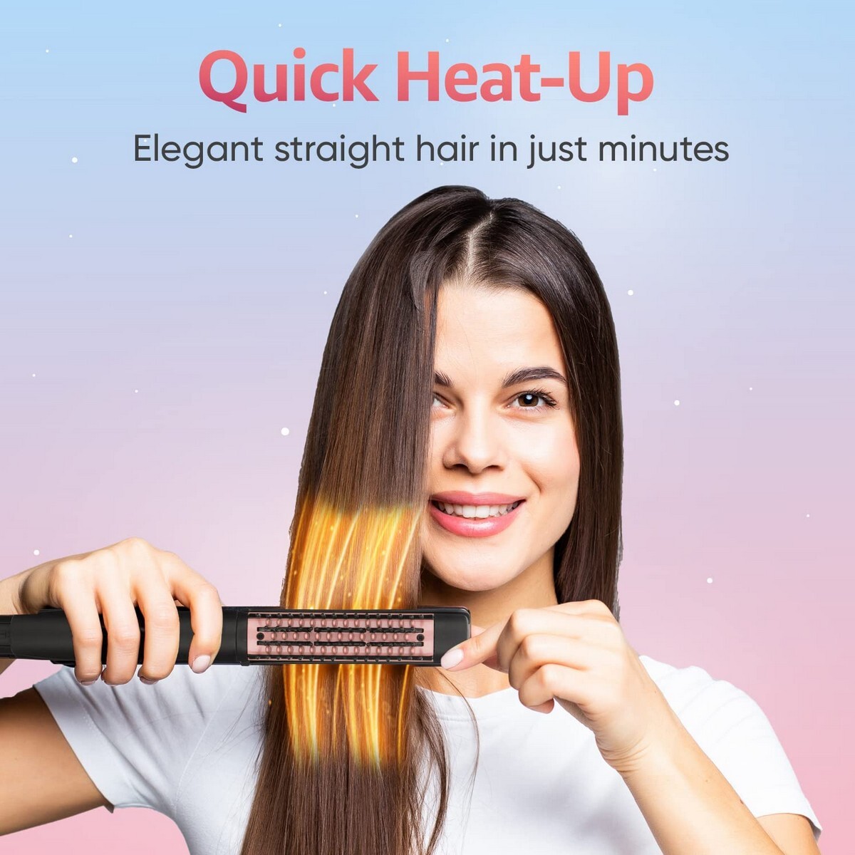 Vega Glam Shine 2 In 1 Hair Straightener & Brush-VHSSB-01