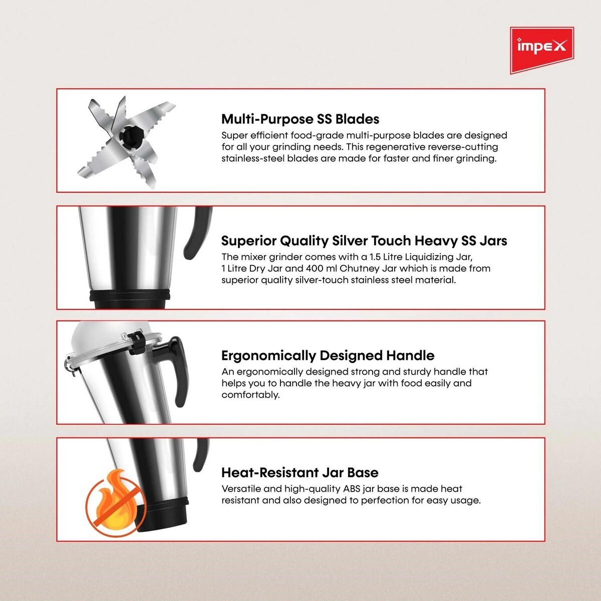 Impex Mixer Grinder Panther 3.0 800W