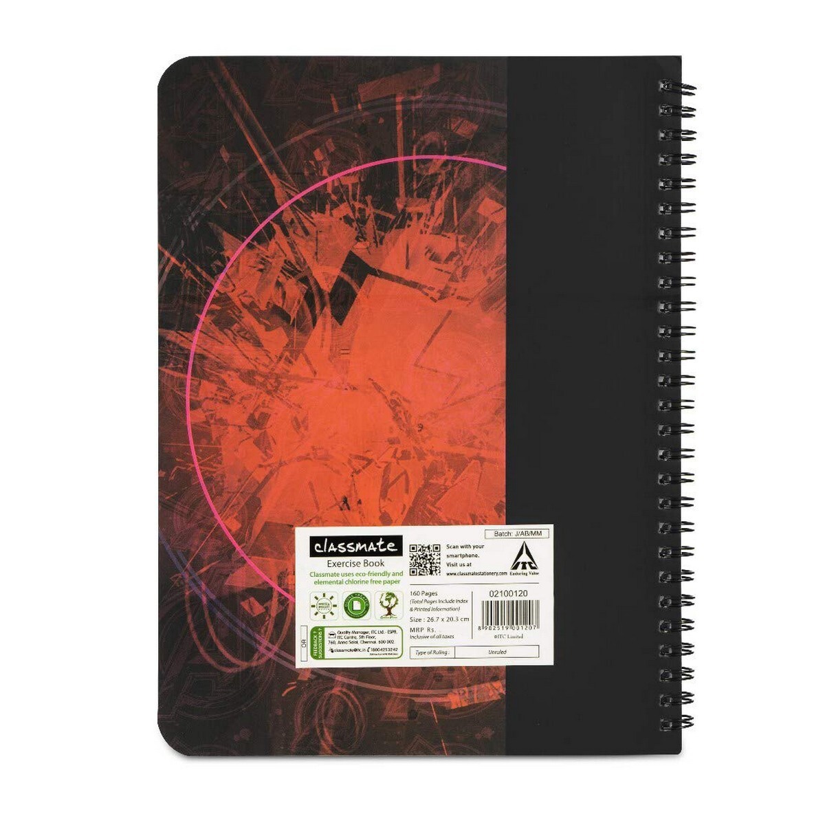 Classmate Notebook Spiral Unruled 160p-2100120 Assorted Colour & Design