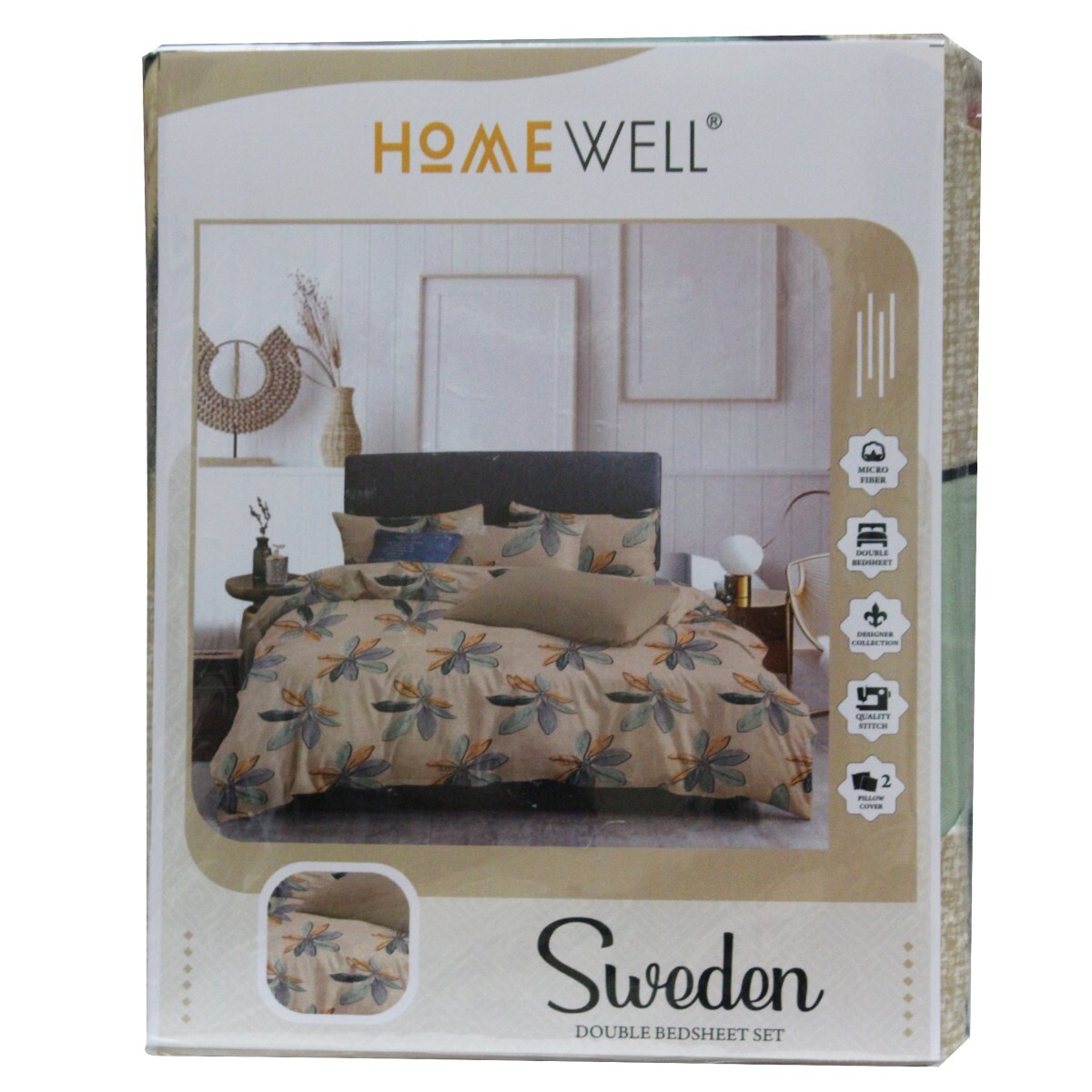 Home Well Double Size Multicolour Bed Sheet , Set Of 3
