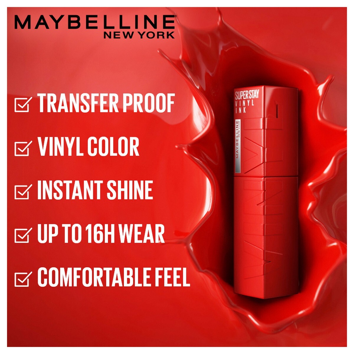 Maybelline Superstay Vinyl Ink Liquid Lipstick, Lippy , High Shine That Lasts for 16 HRs , Enriched With Vitamin E & Aloe