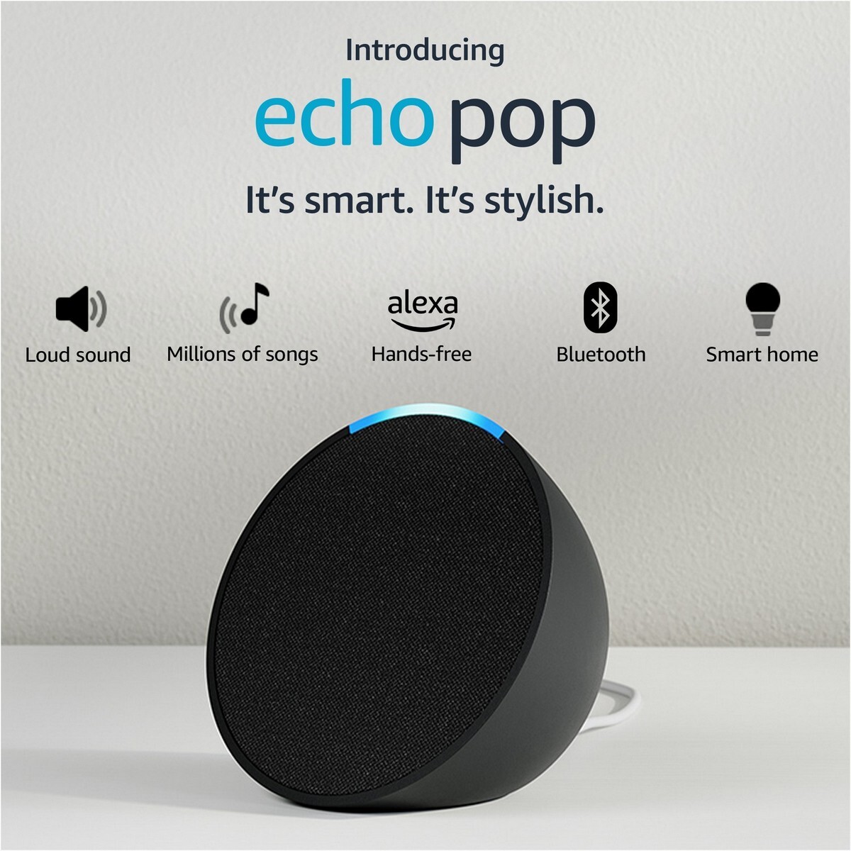 Amazon Echo Pop Built-in Alexa Smart Wi-Fi Speaker Black