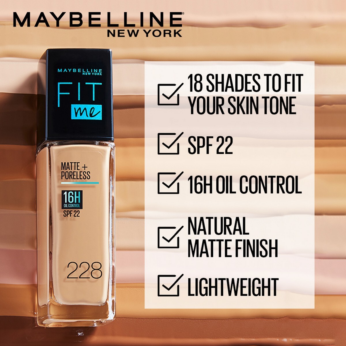 Maybelline New York Fit Me Matte + Poreless Liquid Foundation, 125 Nude Beige , Matte Foundation , Oil Control Foundation , Foundation With SPF, 30 ml