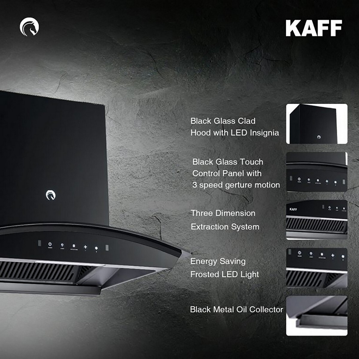 Kaff Auto Clean Wall Mounted Chimney Vasco DHC 75