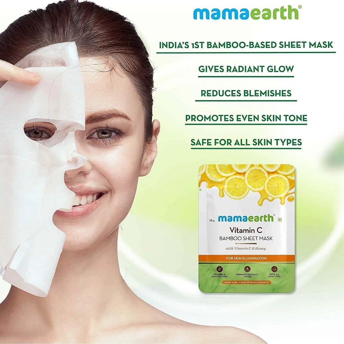 Mamaearth Sheet Mask Vit C Bamboo & Honey 25G