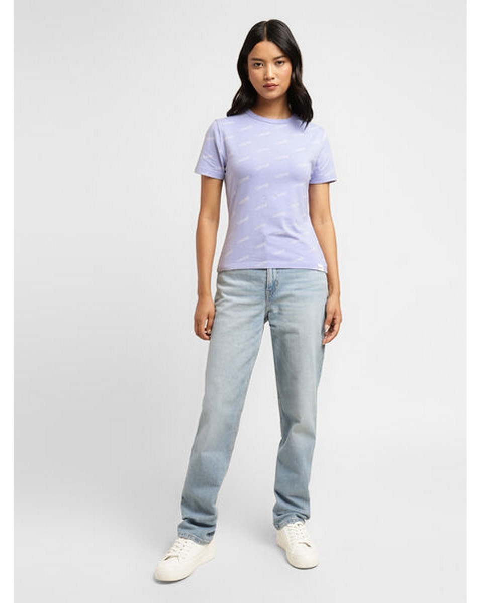 Levis Ladies printed Lavender Slim Fit T Shirt