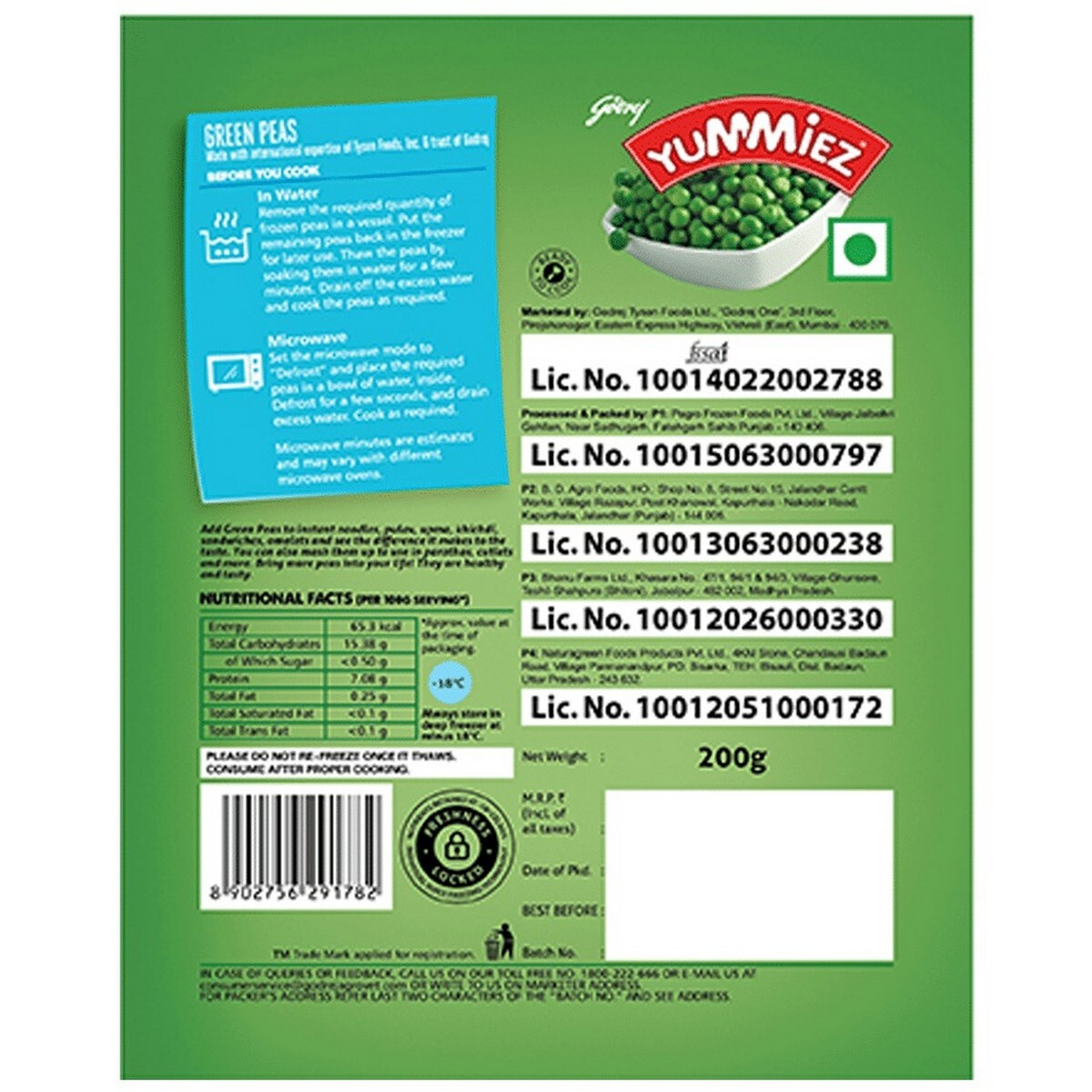 Yummiez Green Peas 200g