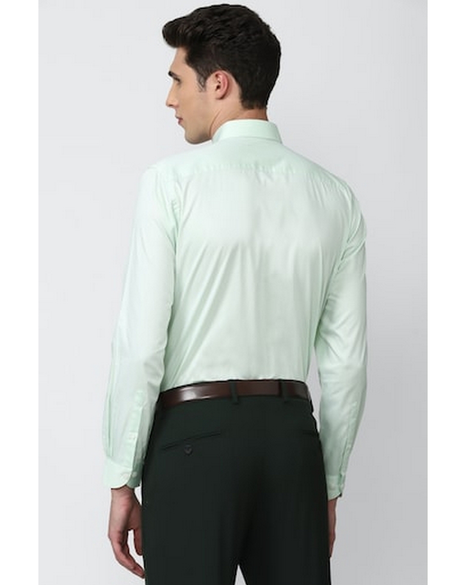 Peter England Mens Solid Green Regular Fit Casual Shirt