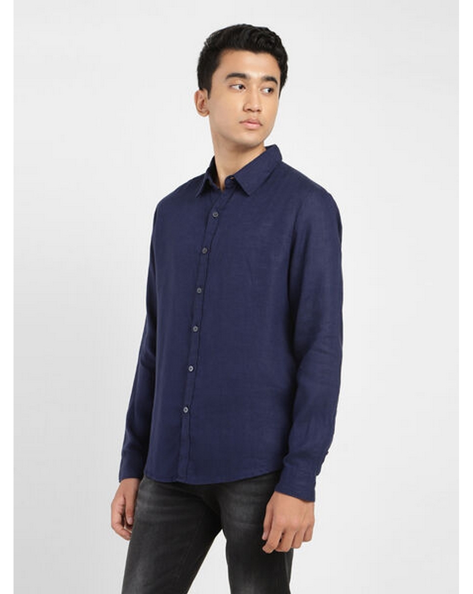 Levis Mens Solid Millenium Blue Slim Fit Casual Shirt