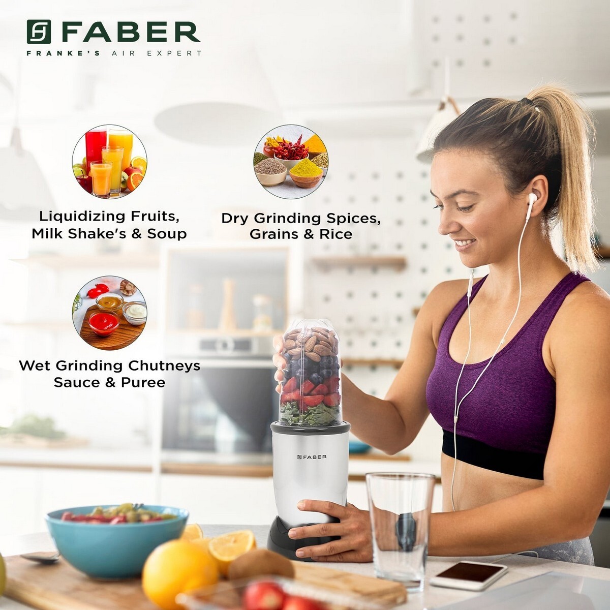 Faber 3-in-1 Nero Sportz Hand Blender 400W