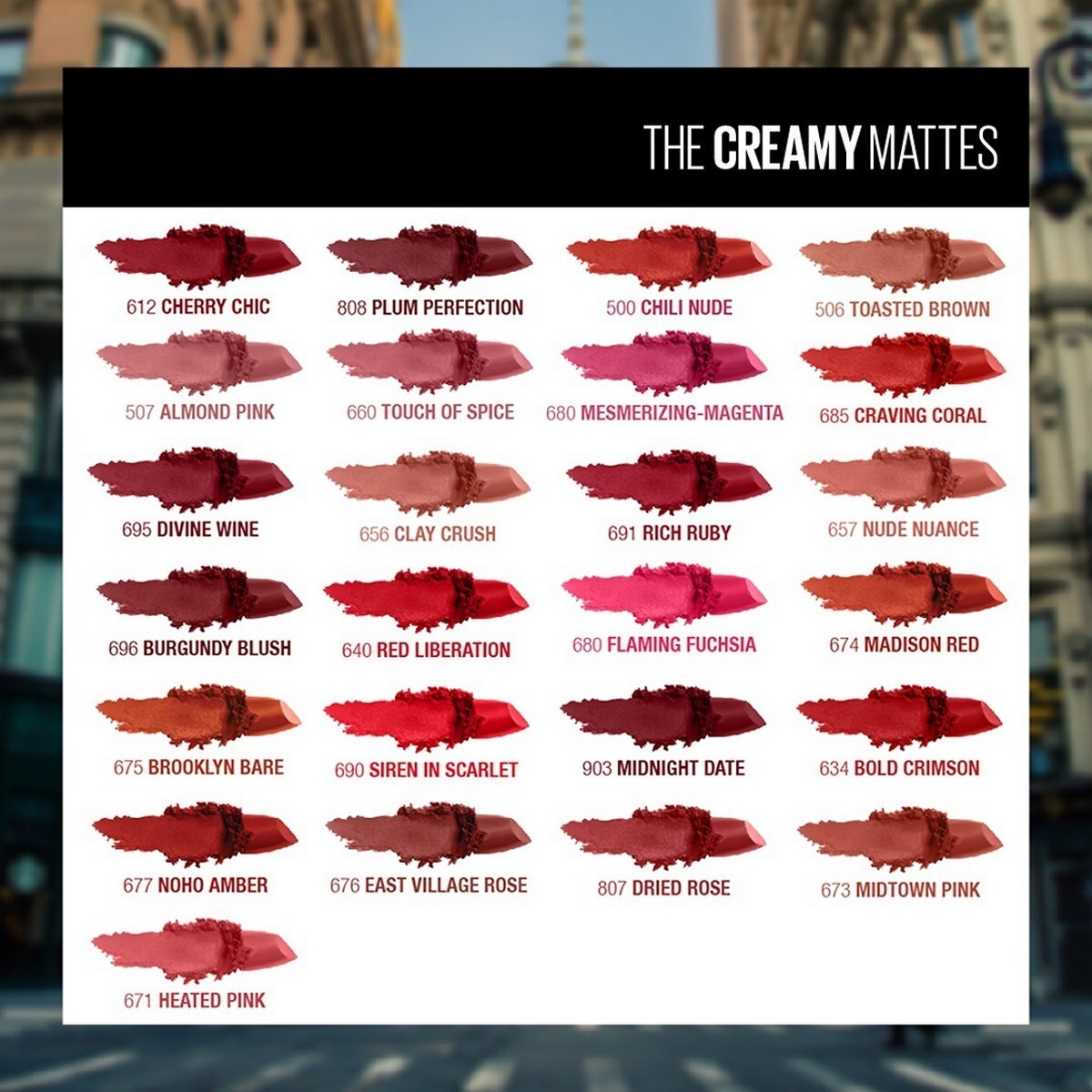 Maybelline New York Color Sensational Creamy Matte Lipstick, The Bricks- City Heat Collection, East Village Rose 5, 3.9g