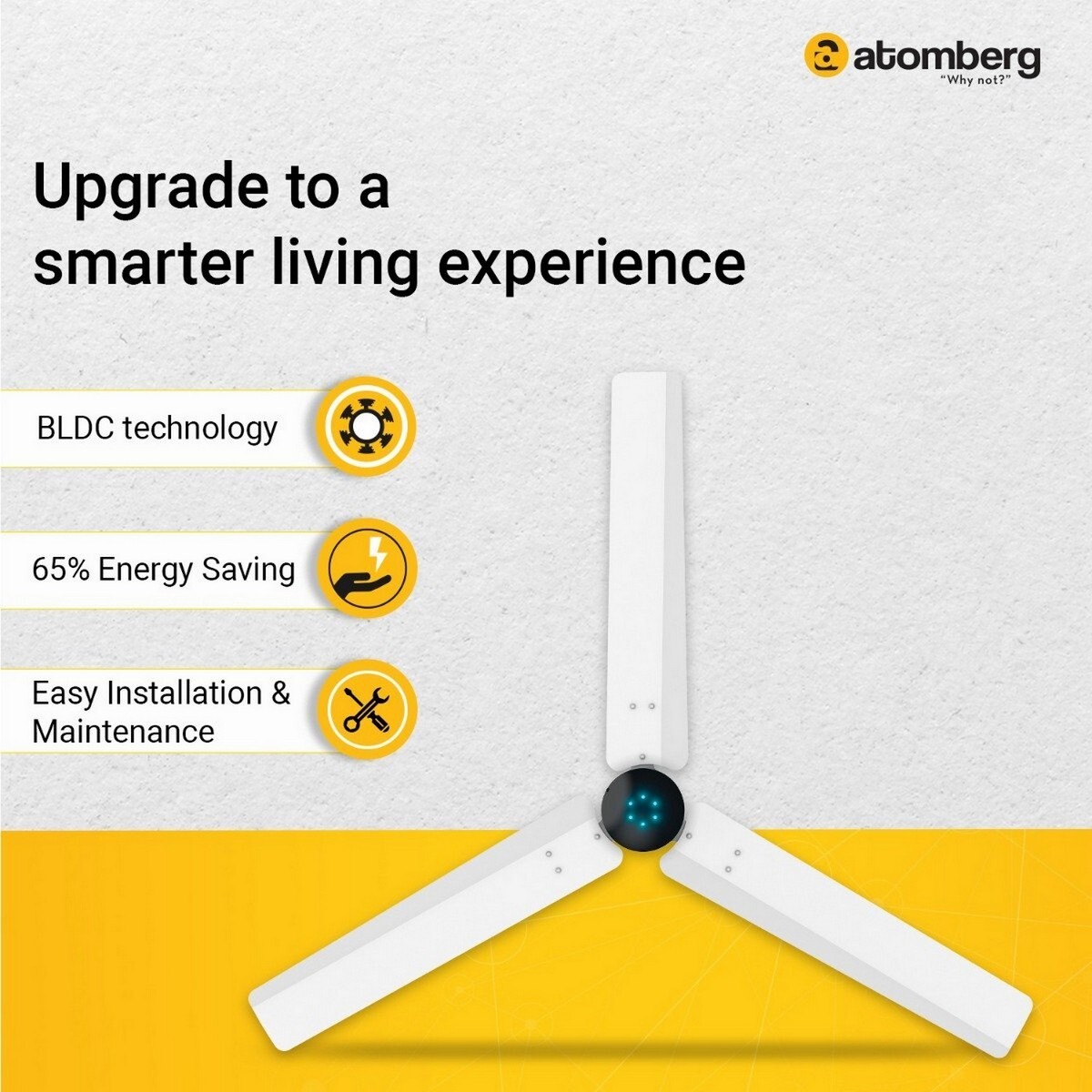 Atomberg BLDC Ceiling Fan Renesa Smart White and Black