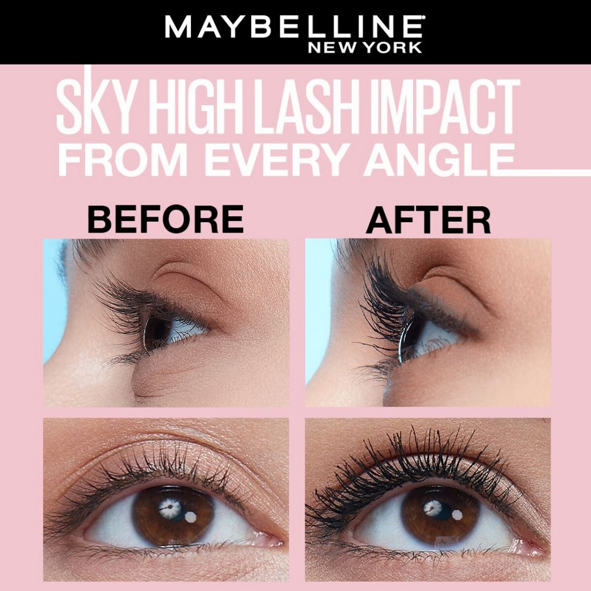 Maybelline New York Lash Sensational Sky High Waterproof Mascara, Lengthening & Volumizing Mascara With Bamboo Extract & Fibres, Very Black, 6ml