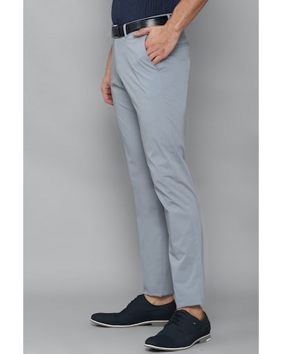 Allen Solly Mens Solid Grey Slim Fit Formal Trousers