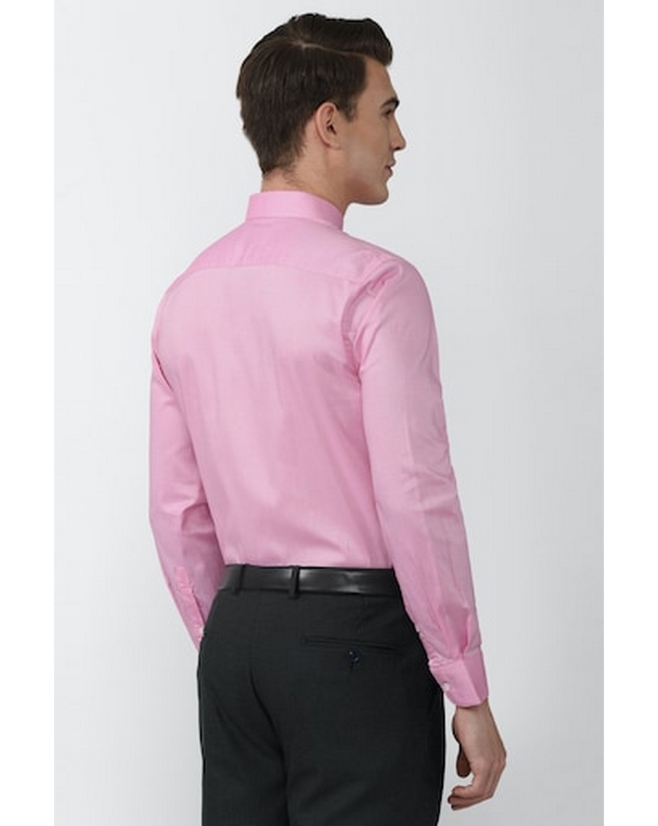 Peter England Mens Solid Pink Regular Fit Casual Shirt