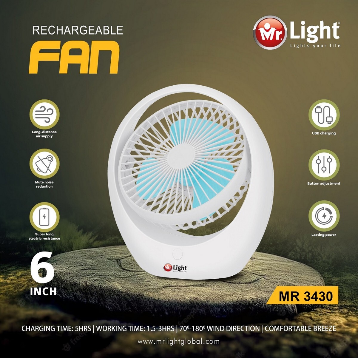 Mr Light Rechargeable Fan MR 3430