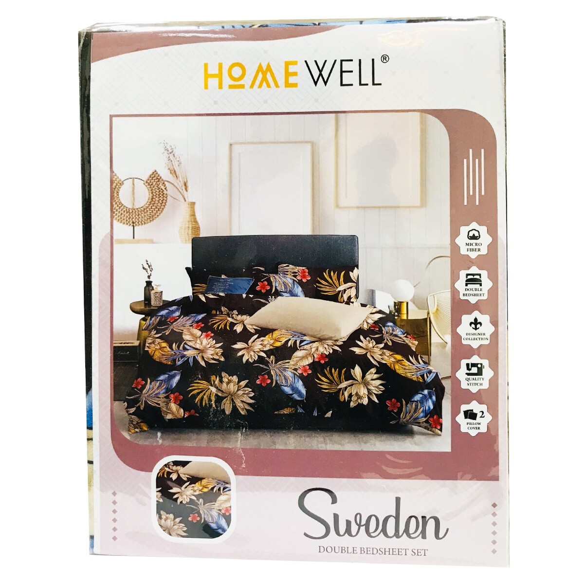 Home Well Double Size Multicolour Bed Sheet , Set Of 3