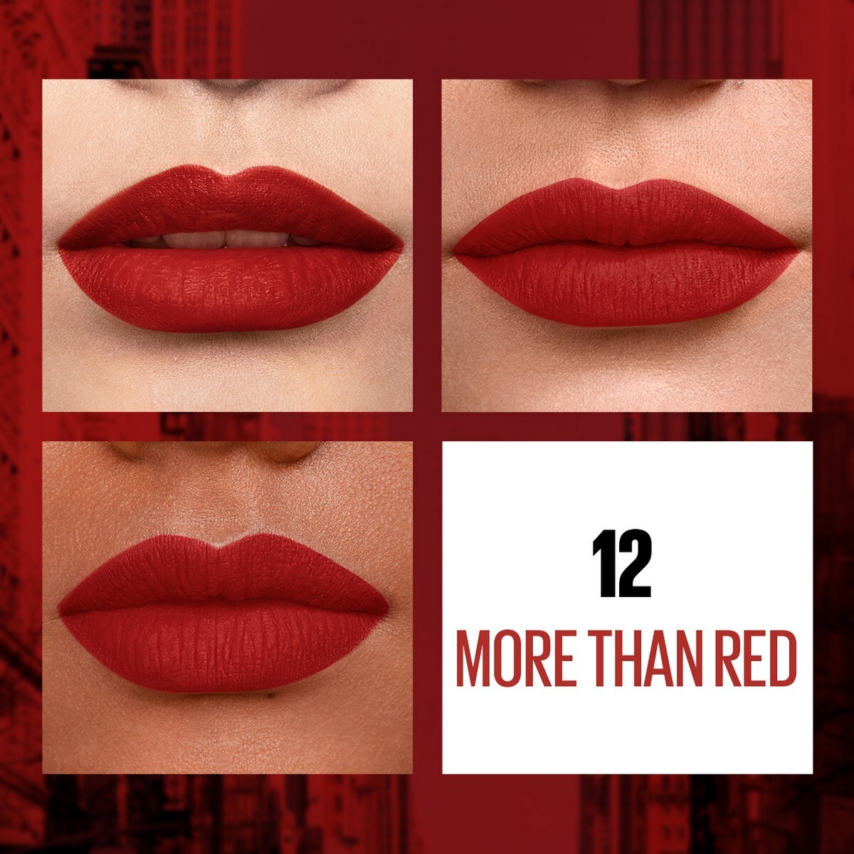 Maybelline New York Sensational Liquid Matte Lipstick, 12 More than Red, 7ml - Liquid Lipstick Shades Delivering Intense Matte Color Effect