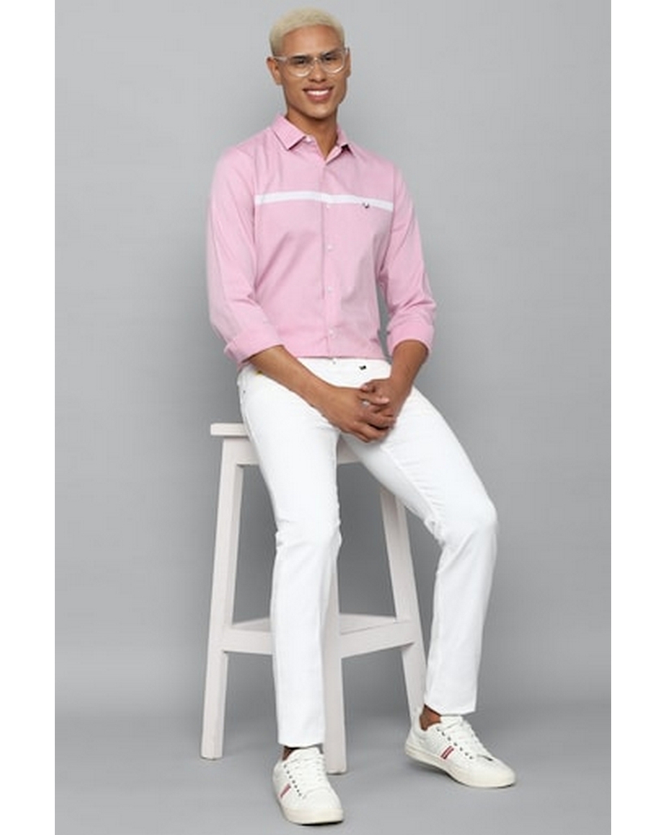 Allen Solly Sport Mens Patterned Pink Slim Fit Casual Shirt
