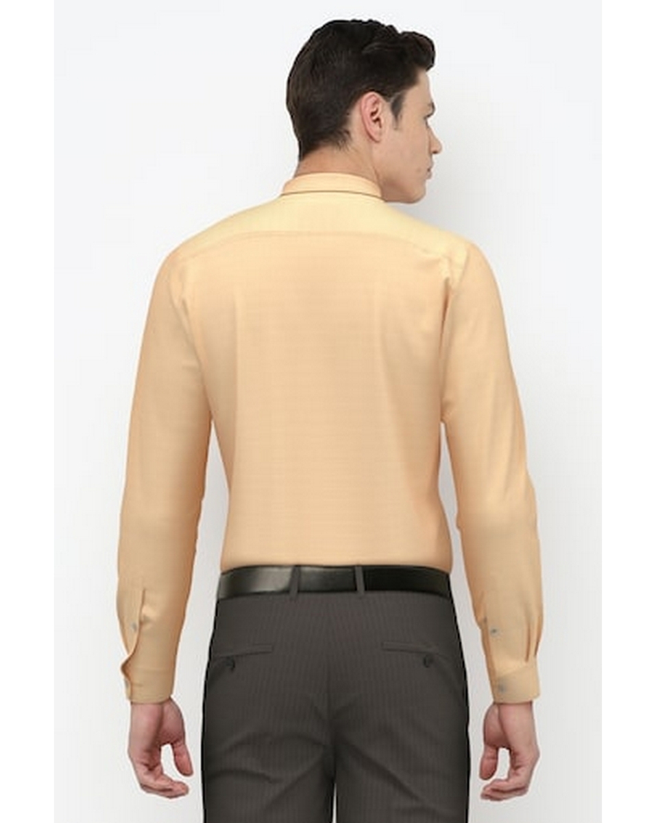 Peter England Mens Solid Orange Regular Fit Casual Shirt