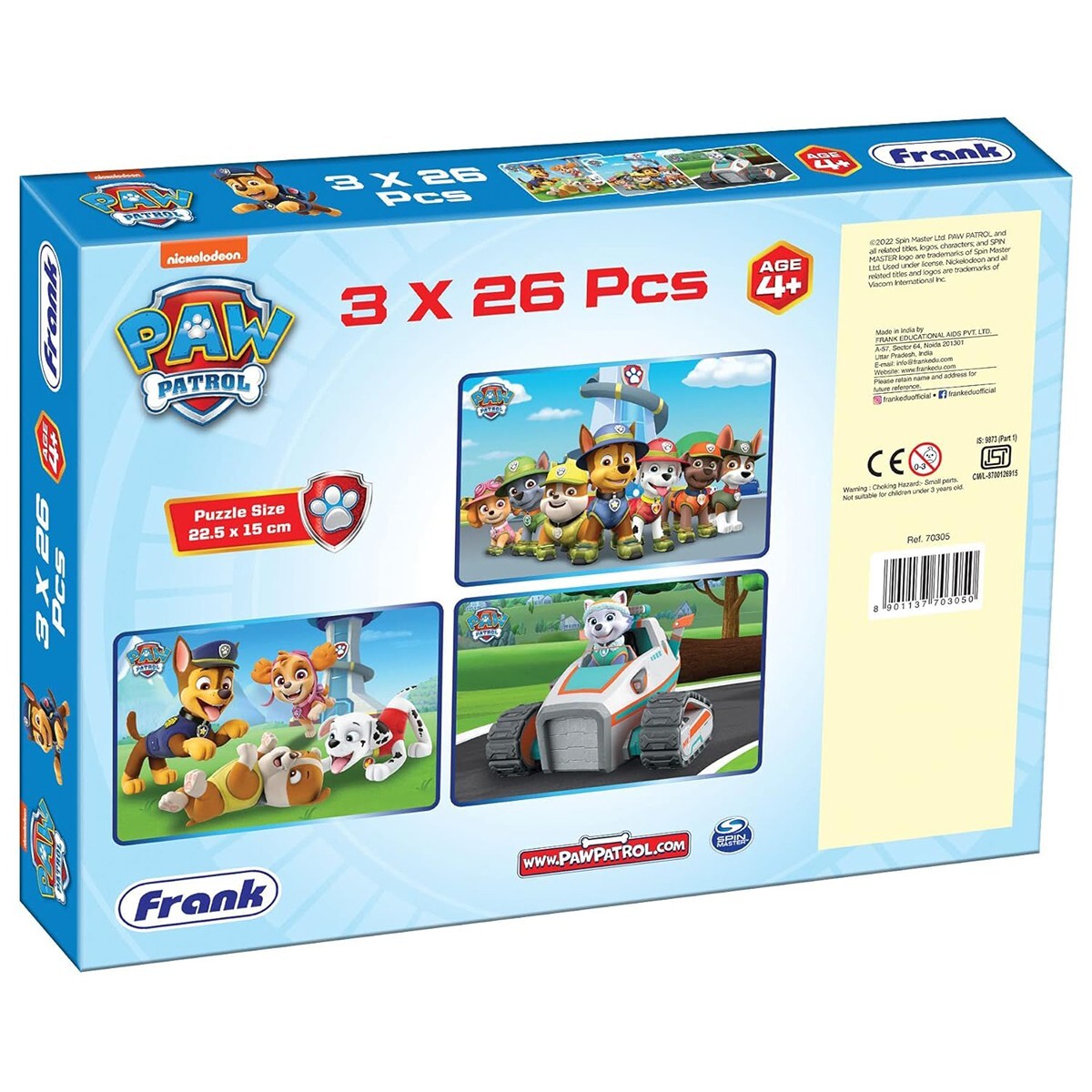Frank Paw Patrol 3In1 Puzzles 26p 70305