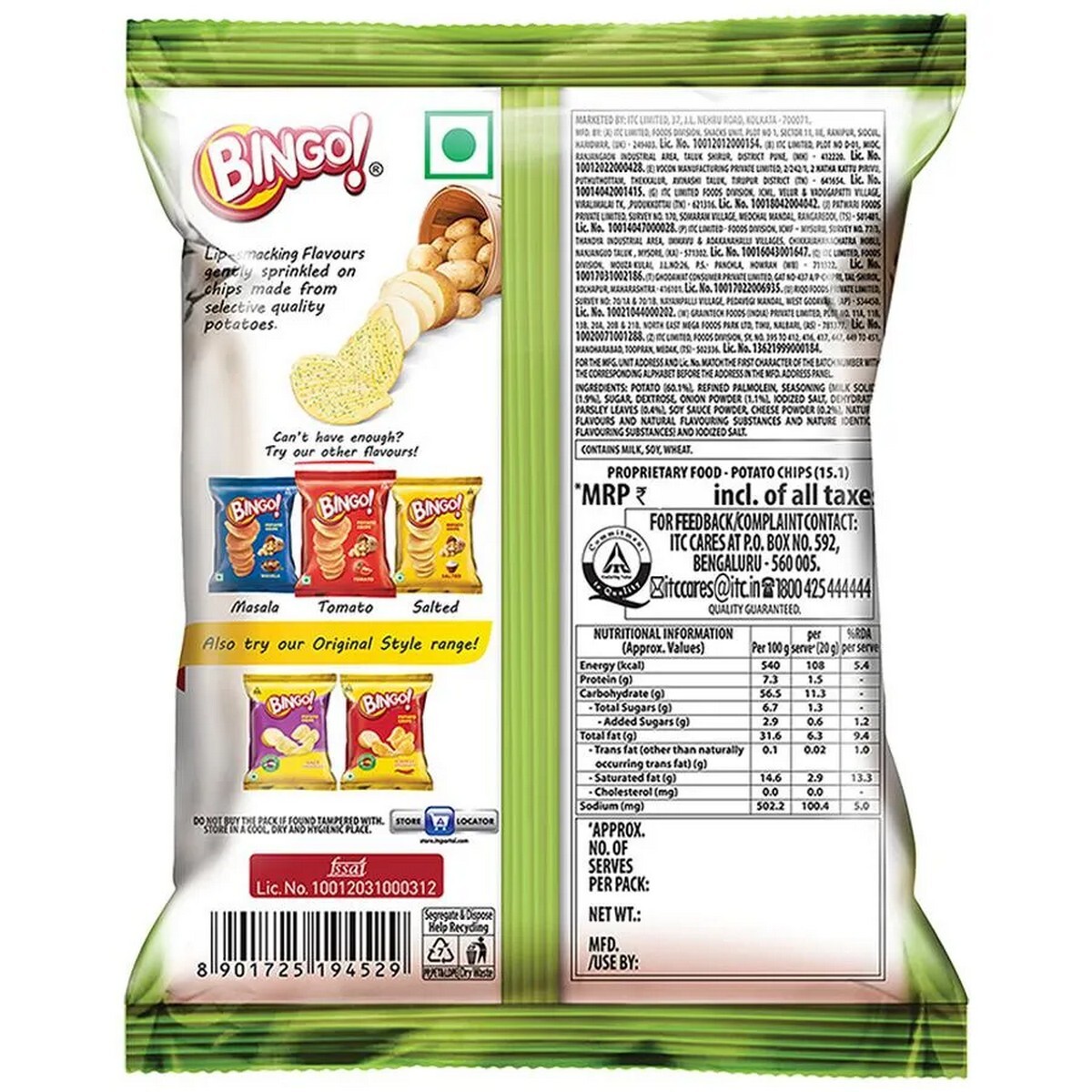 Bingo Yumitos Cream & Onion Potato Chips 24g