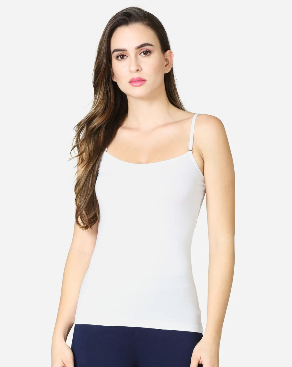 V-Star Ladies Solid White Camisole Small