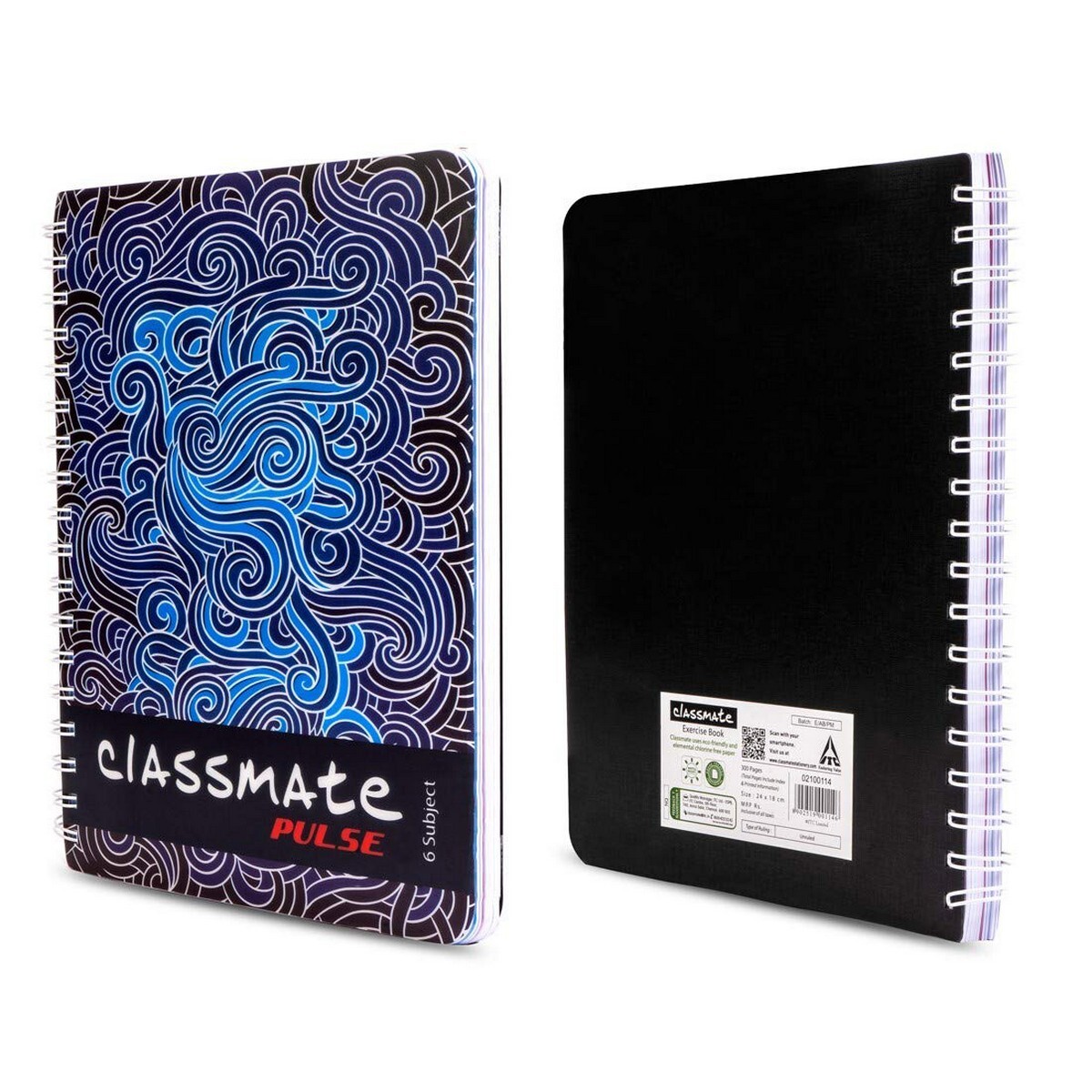 Classmate 6 Subject Notebook Plain 302pg-2100114 Assorted Colour & Design