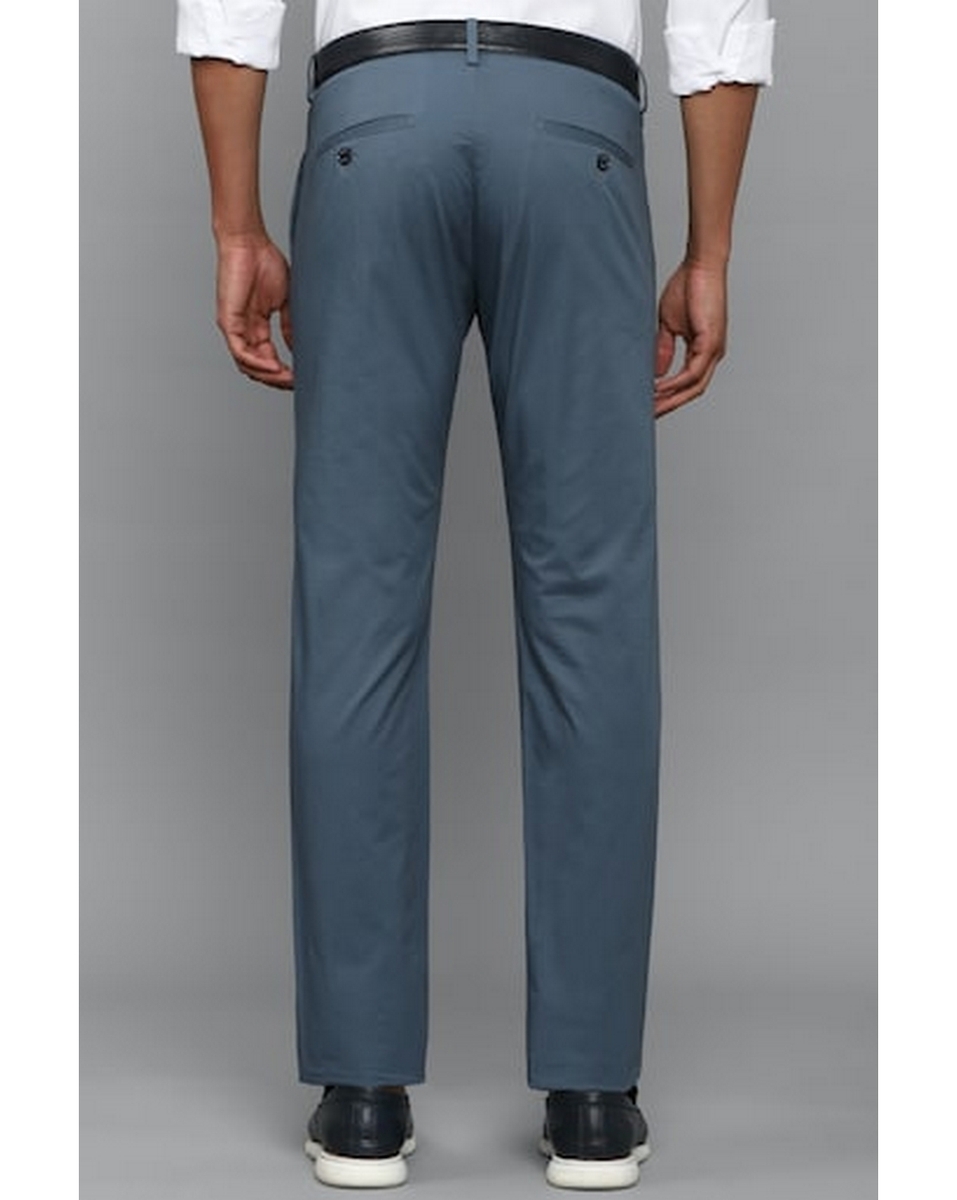 Allen Solly Mens Solid Blue Slim Fit Casual Trousers