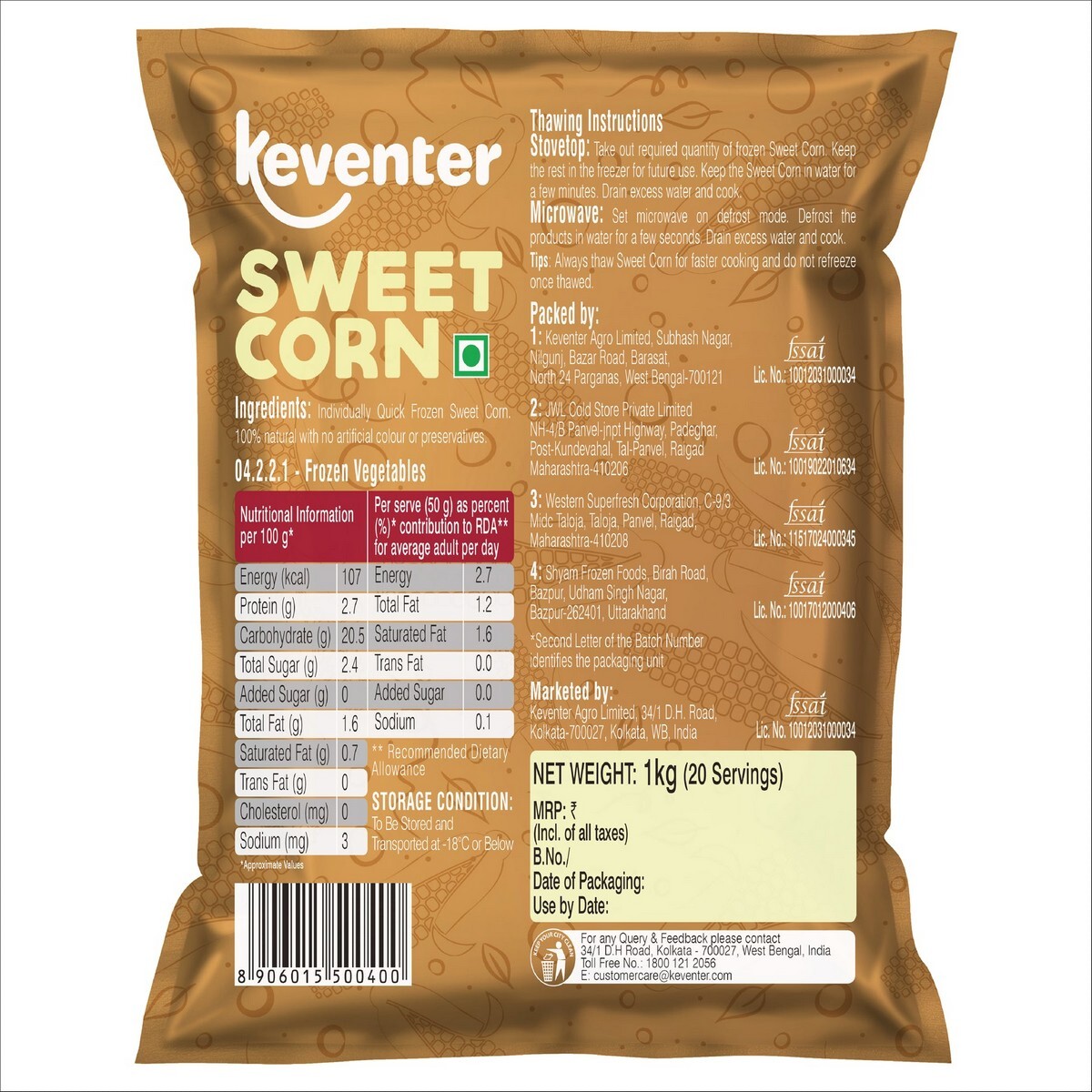 Keventer Sweet Corn 1kg