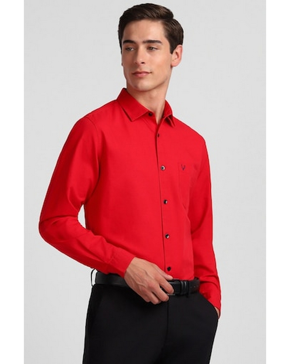 Allen Solly Sport Mens Solid Red Sport Fit Casual Shirt