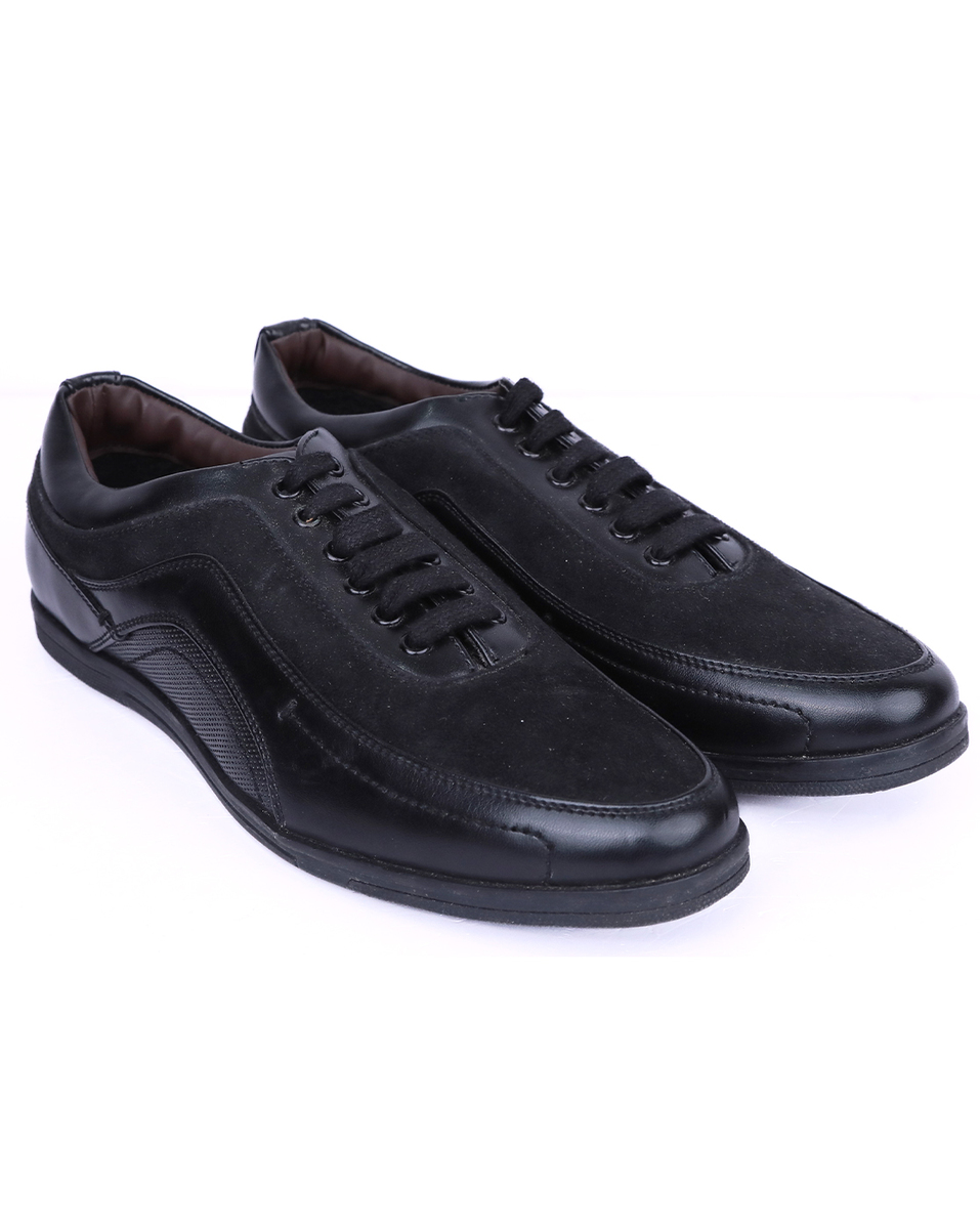 Tom Smith Mens Rexine Black Lace-Up Casual Shoes