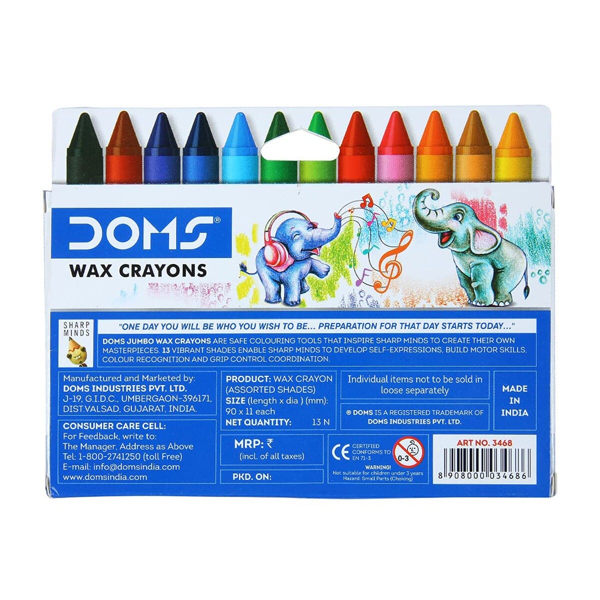 Doms Jumbo Wax Crayons 12s 3468