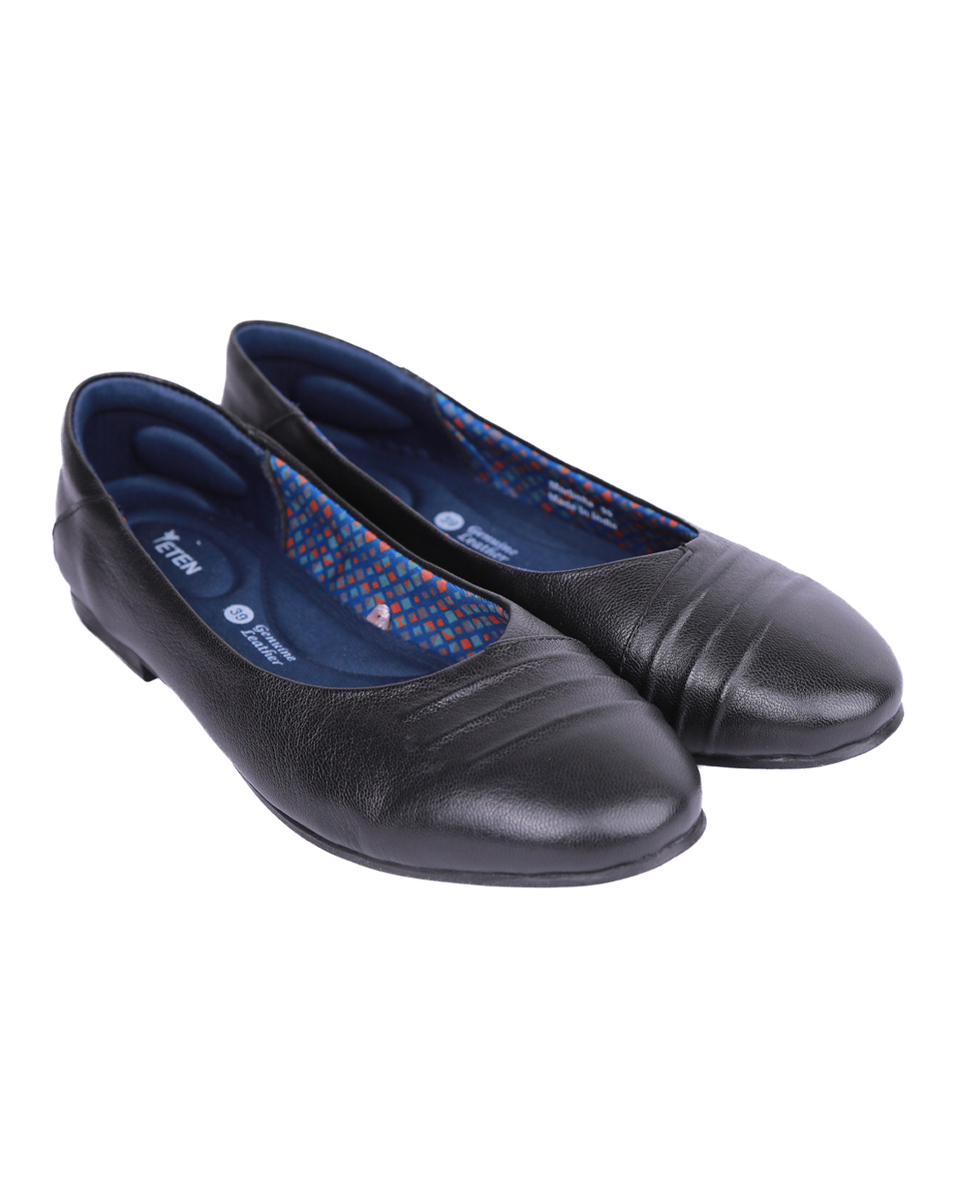 Eten Ladies Leather Black Slip on Casual shoes