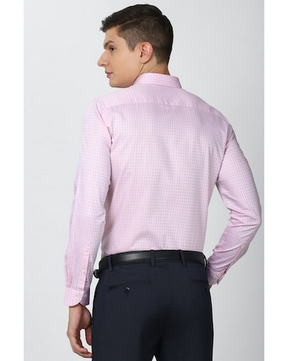 Peter England Mens Check Pink Slim Fit Casual Shirt