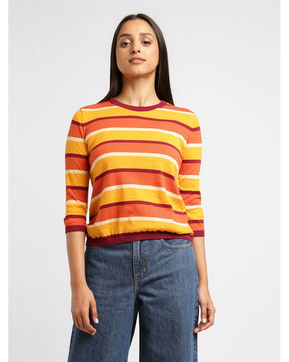 Levis Ladies Horizontal-Stripes Multi Colour Regular Fit T Shirt