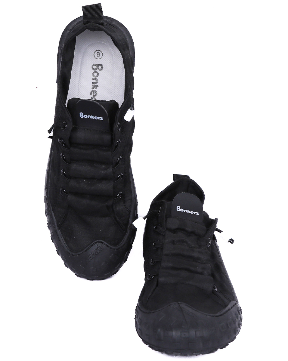 Bonkerz Mens Rexine Black Lace-Up Casual Shoes
