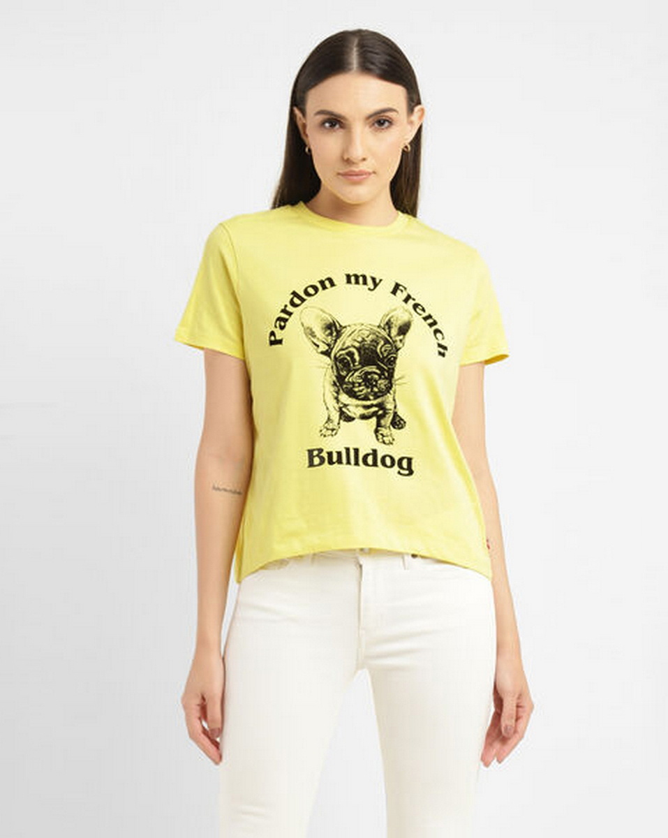 Levis Ladies Graphic Butterscotch Yellow Regular Fit T Shirt