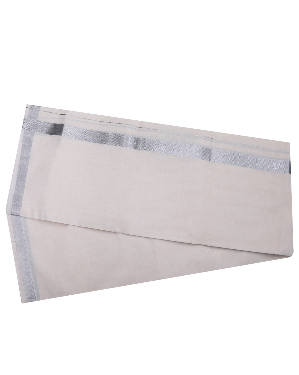 PVR Mens Double Dhoti With Silver Border