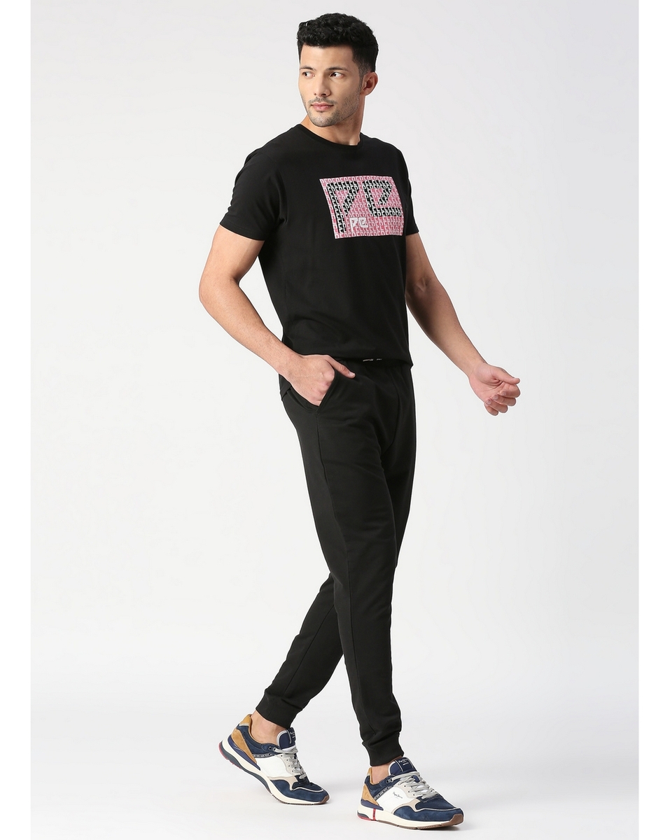 Pepe Mens Printed Black Slim Fit T Shirt