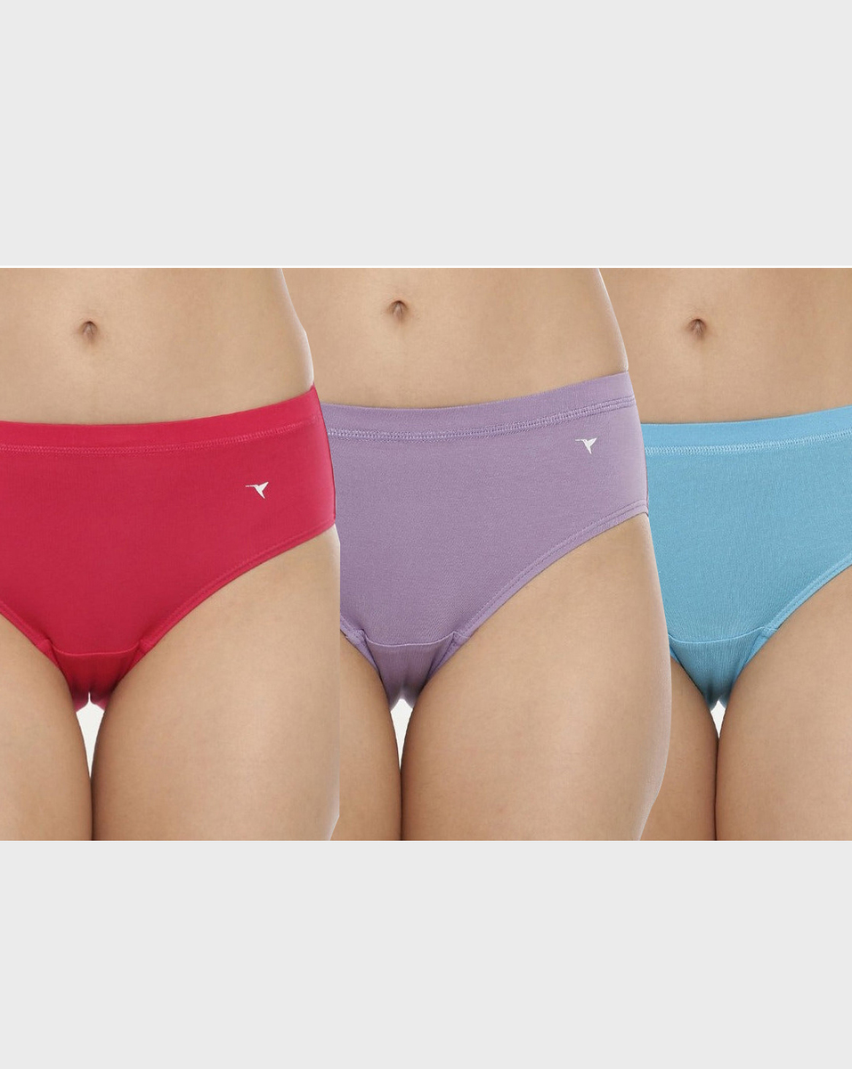 Blossom Ladies Solid Assorted Colour 3 Pieces set Panties Small